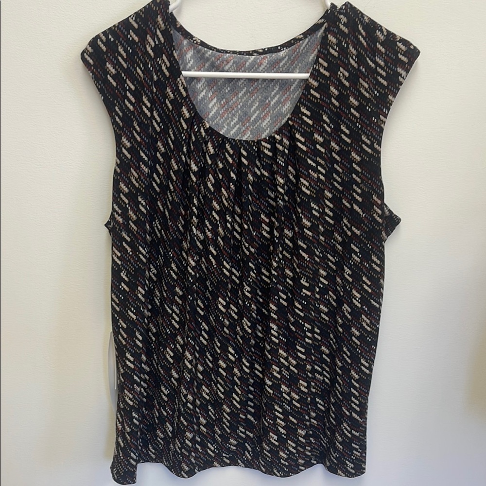 Calvin Klein Black Patterned Tunic Top size 14 slim fit